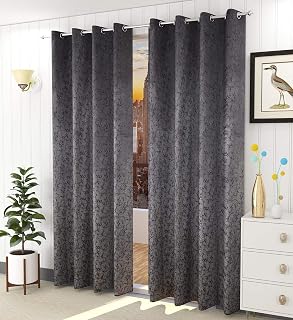 HOME UTSAV 2 Piece Premium Room Darkening Suede Velvet Fabric Curtains for Door 7 Feet, Grey Price In India