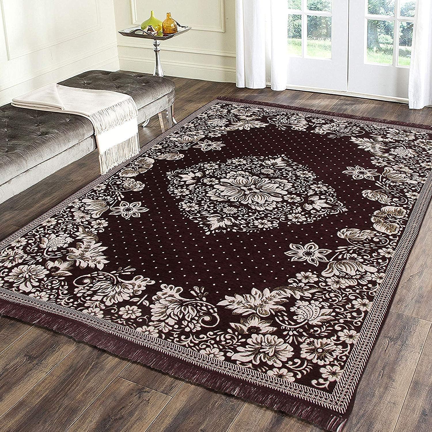 Linen Basics Designer Superfine Exclusive Velvet Chenille Carpet/Area Rug/Bedside Runner, Chenille Living Room Carpet, Durries in Diamond Style (Coffee, 4x6 Feet) (B0D9YPLJCS) Amazon Price History, Amazon Price Tracker
