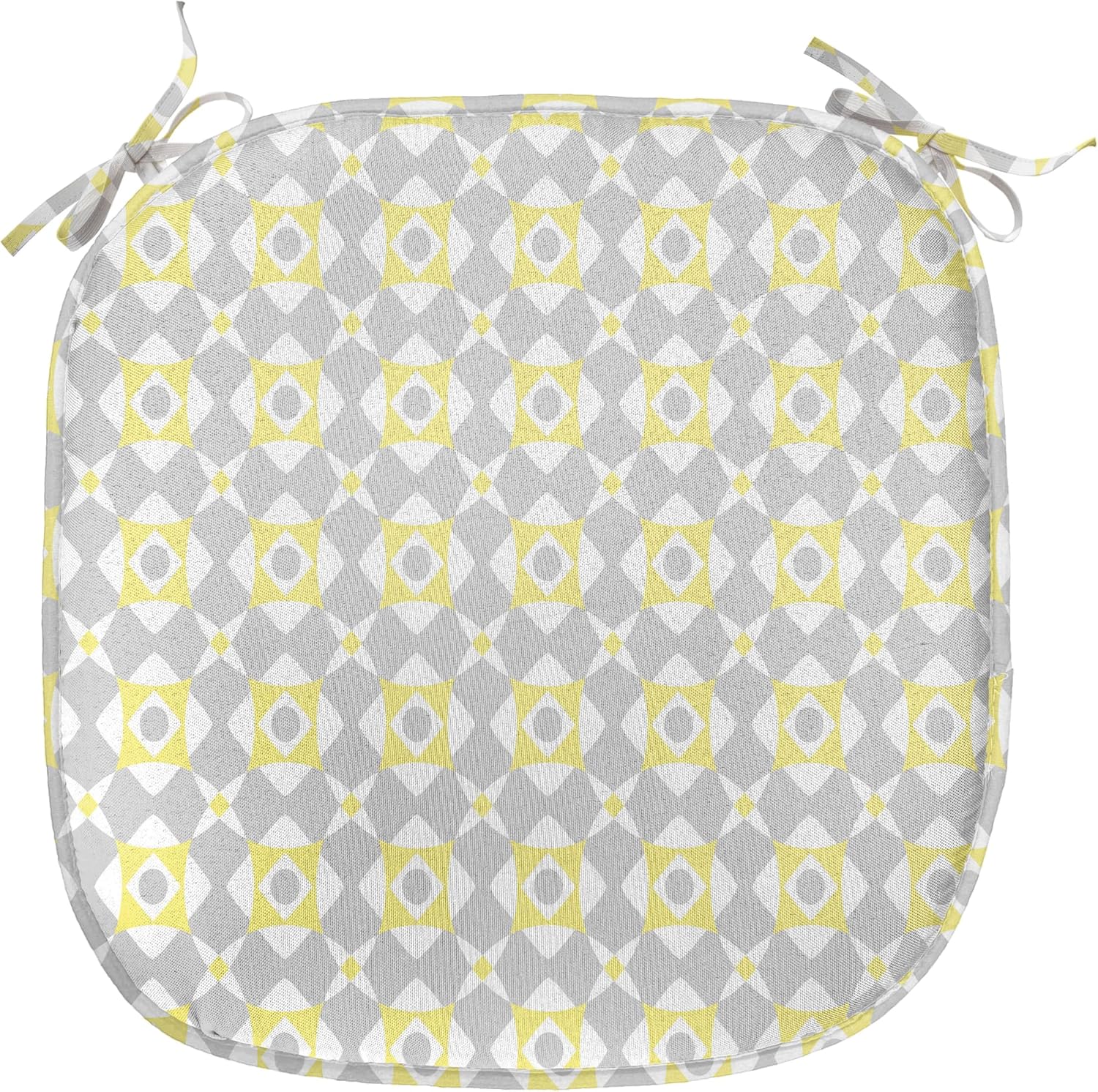 ABAKUHAUS Grey and Yellow Dining Chair Upholstery Tile Pattern Squares