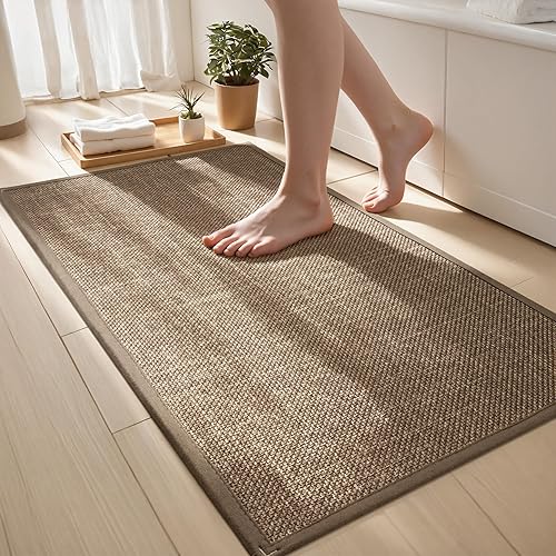 Alfombras de baño ultra finas antideslizantes de 17 x 32 pulgadas, tapete de baño de secado rápido, lavable a máquina, perfecto para ducha, color