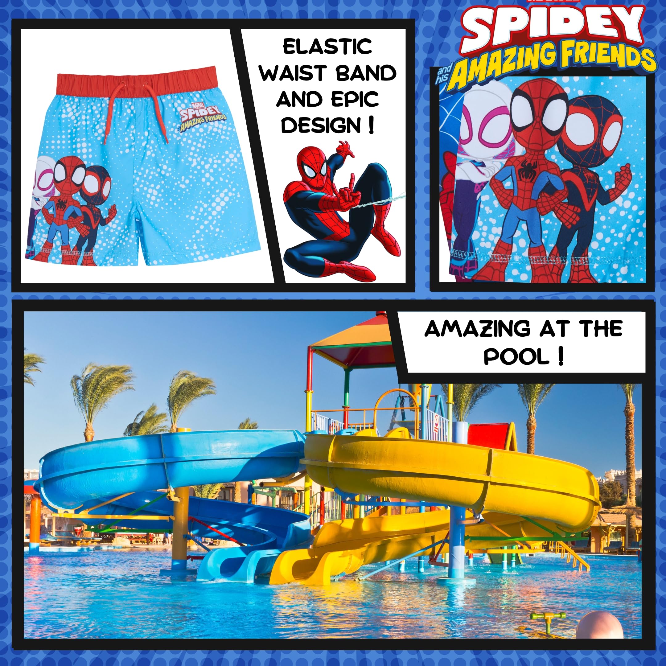 SPIDER-MAN Spidey and His Amazing Friends, costume da bagno a pantaloncino da spiaggia