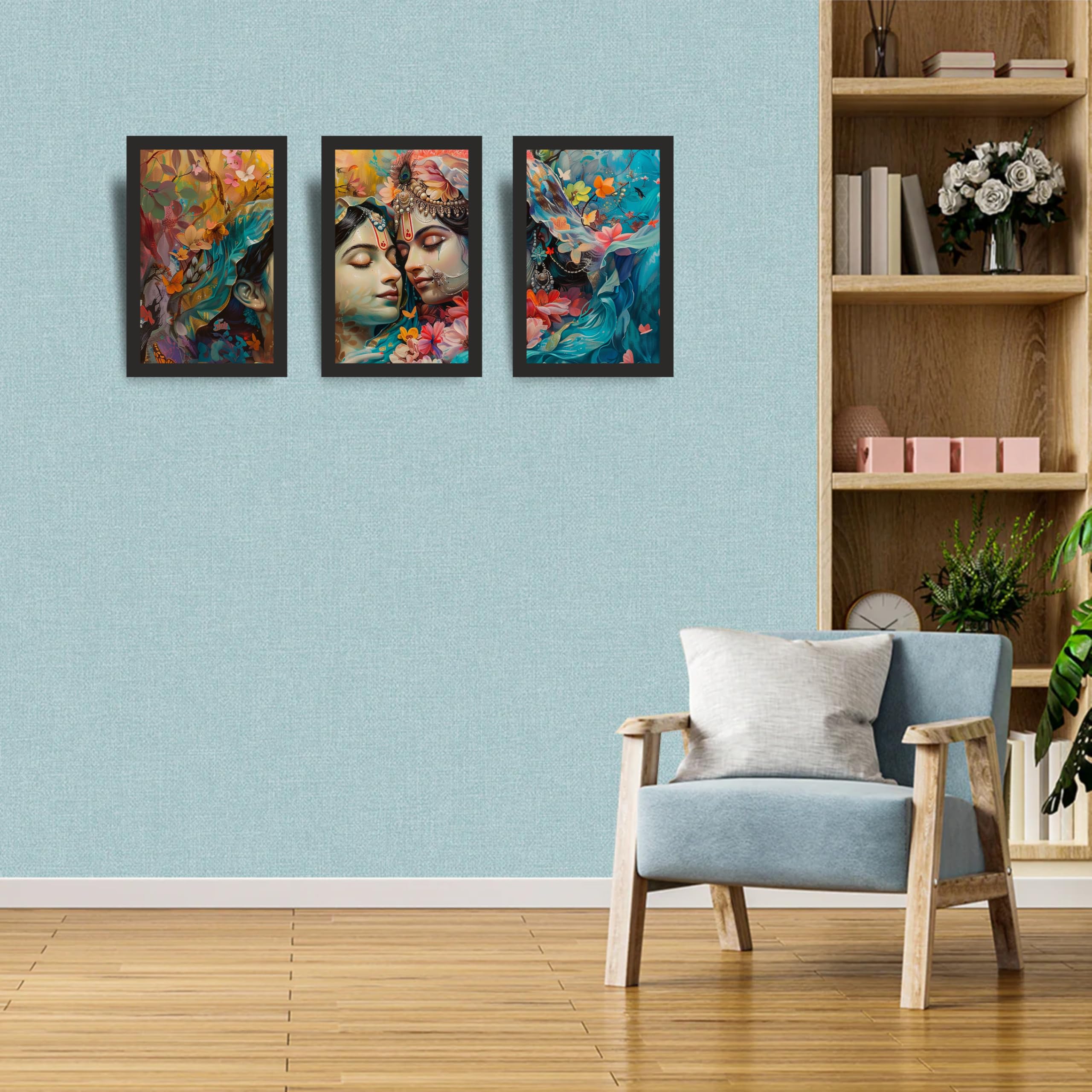 Radha Krishna Artistic Wall Art Set of 3