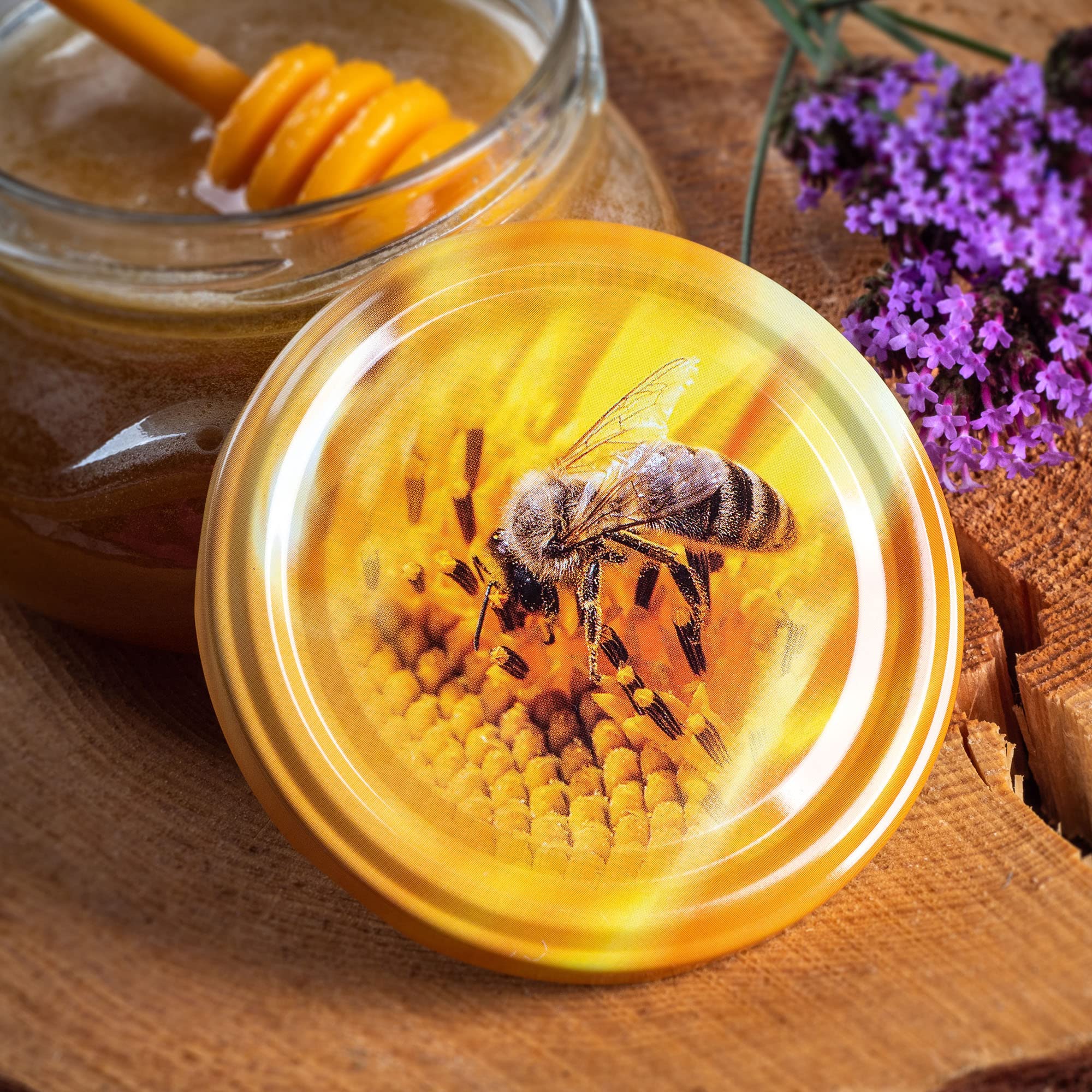 KADAX 50er Set Marmeladengläser 330ml TO82 Biene, Einmachgläser Vorratsgläser Mason Jar mit Schraubdeckel, Luftdichte Schraubgläser, Honig & Konfitüre