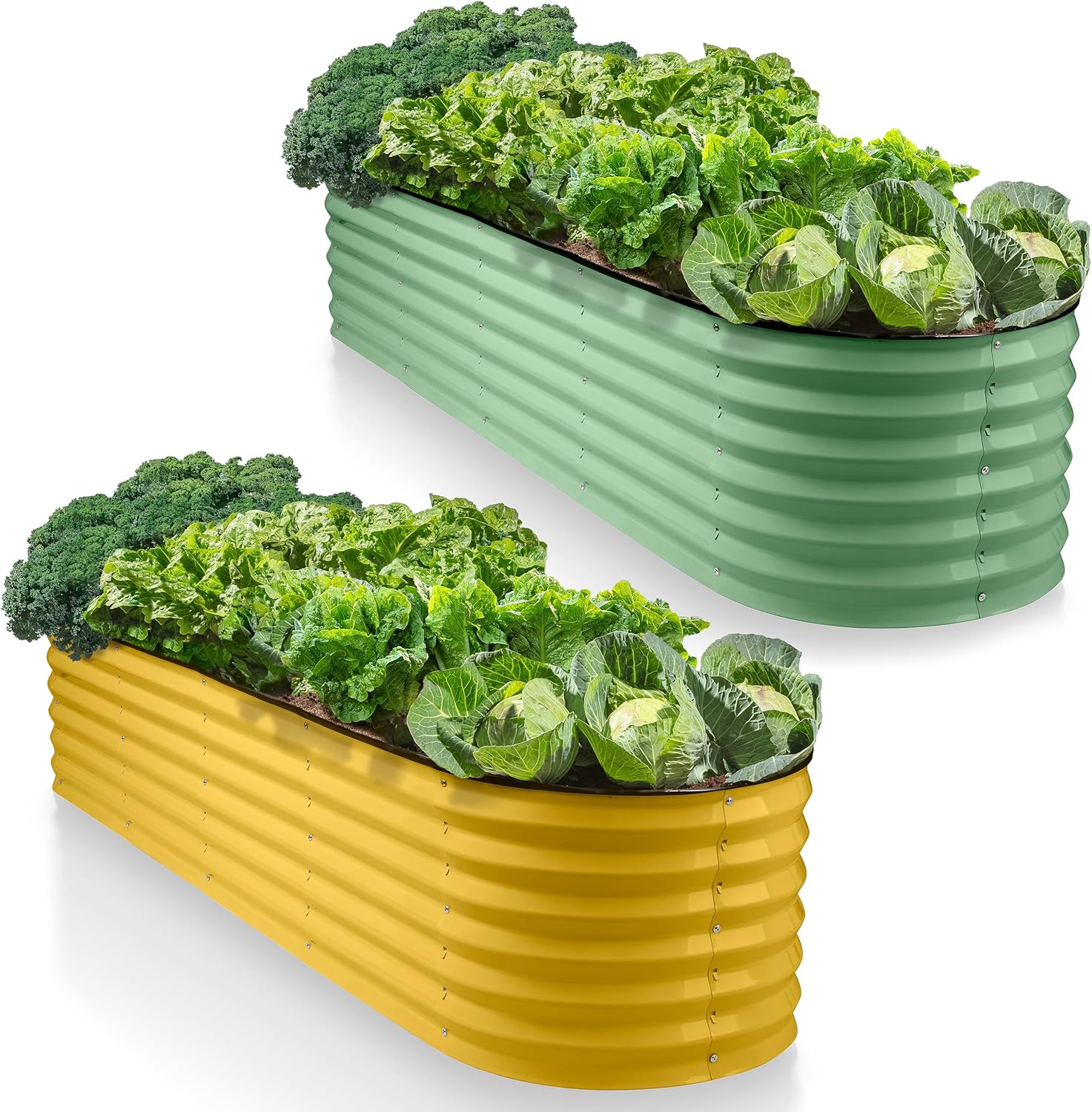 9-in-1 Galvanized Steel Raised Garden Bed // 8×2×1.5 ft Modular Planter for Gardening, Vegetables, Flowers // 18" Tall Metal Raised Garden Beds Outdoor // Tool-Free Assembly Planter Box