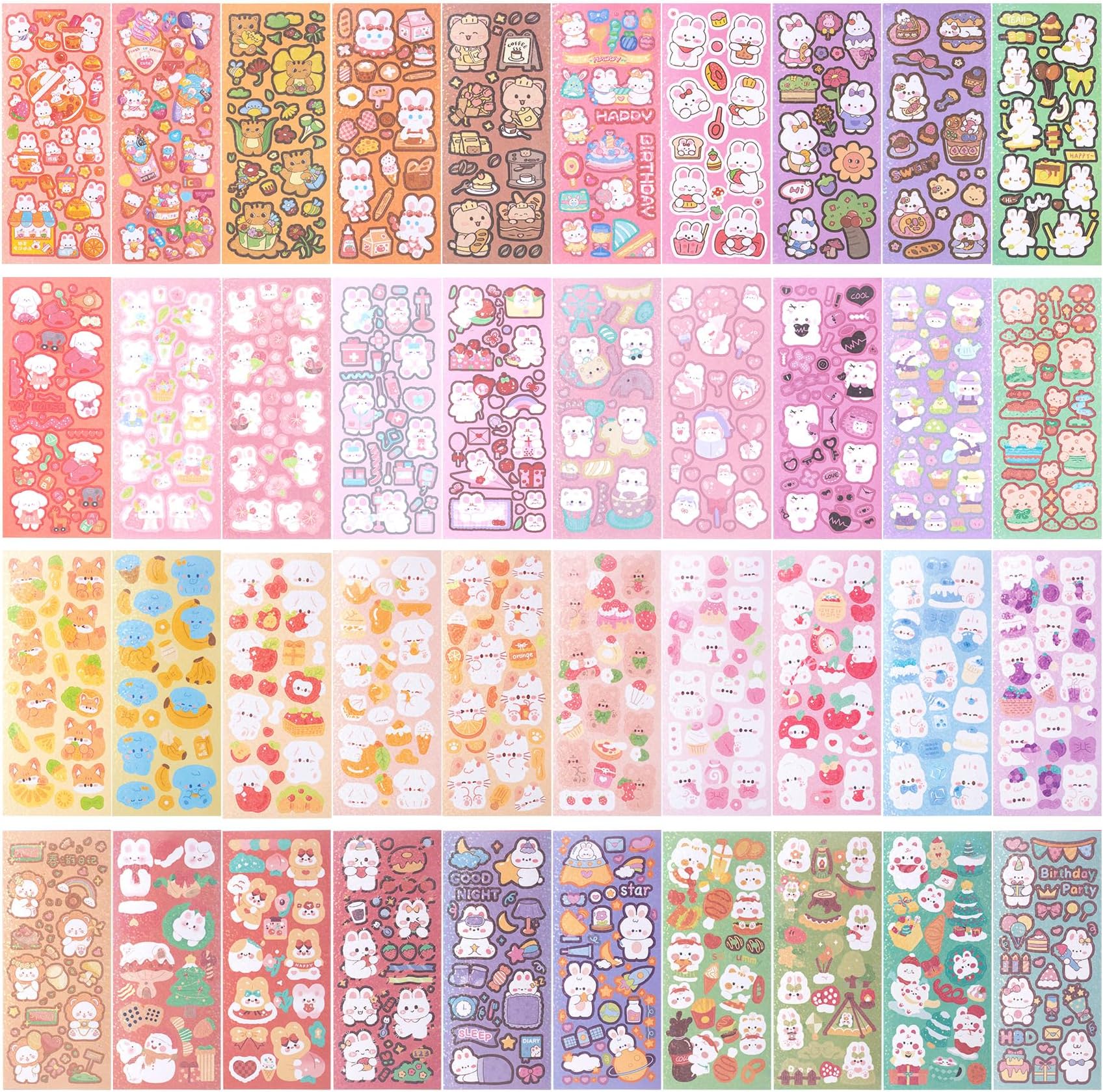 HINZIC 25 Sheets Kpop Deco Stickers for Photocard Colorful Korean Deco Stickers Cute Korean Stickers with Ribbon Butterfly Bubble Heart for DIY Arts Craft Cards Scrapbooking Gift (25 Sheet)