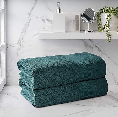 Miniatura 3 de Elvana Home Juego de 2 toallas de baño de algodón de alta calidad, 35 x 70pulgadas, algodón 100% puro, ideal para uso diario, ultra suave y