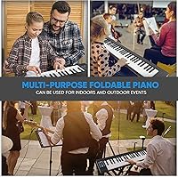 Vista 5 de Pyle PKBRD8100 - Piano de teclado eléctrico de 88 teclas, teclado digital plegable portátil con Bluetooth, 128 ritmos/tonos, teclas semipesadas