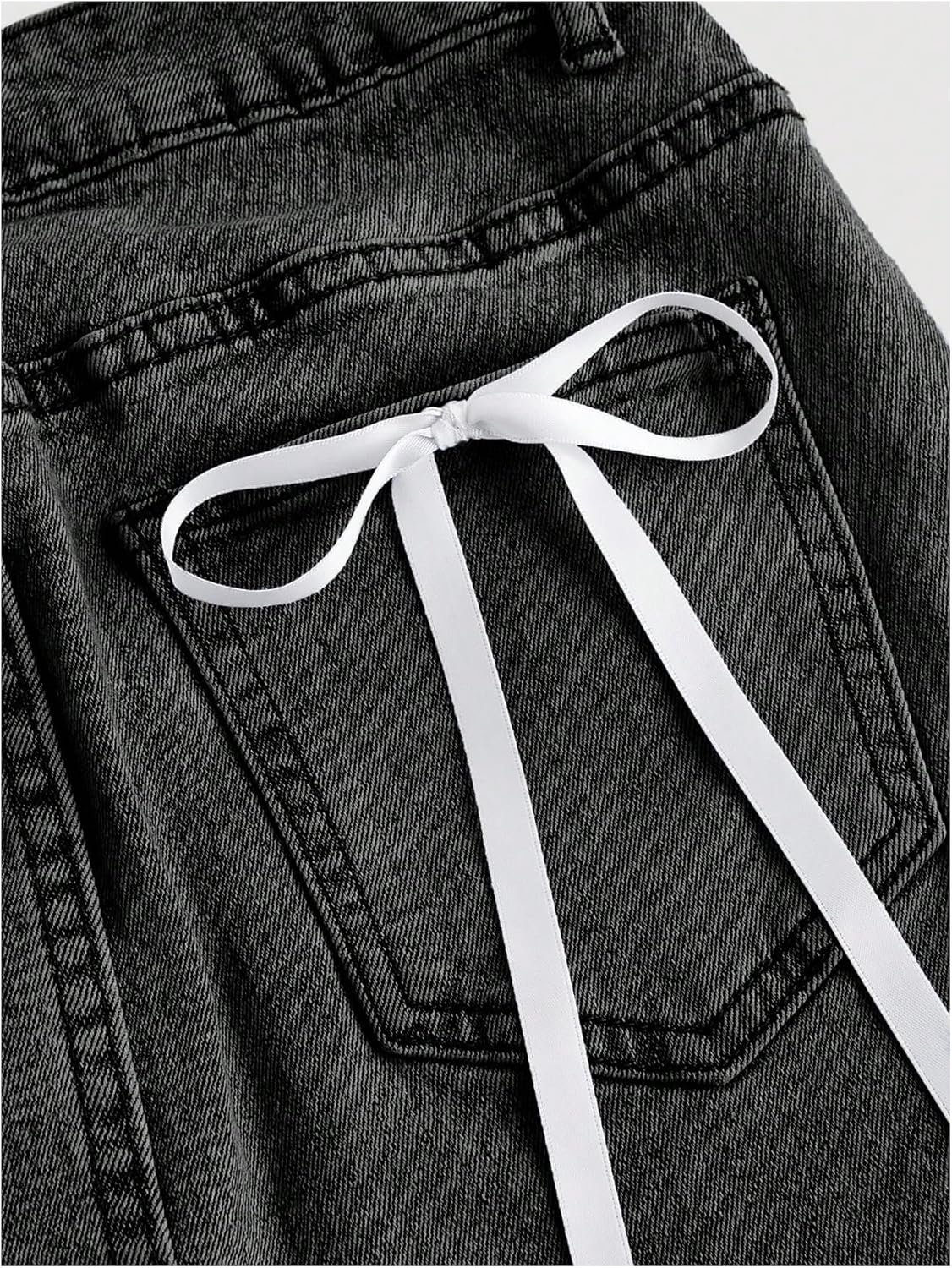 MakeMeChic Women's Denim Skirt High Waist Bow Pocket Bodycon Y2K Mini Jean Skirts - Image 4