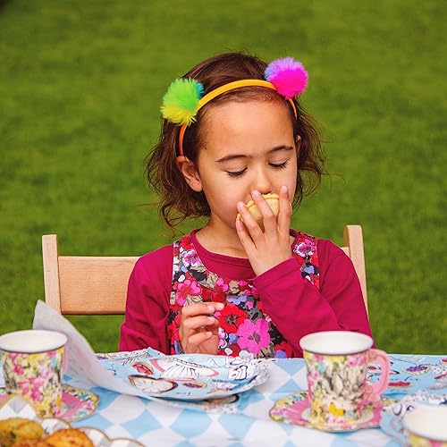 Miniatura 4 de Set de tazas con manija y plato Truly Alice del Sombrerero Loco de Alicia en el país de las maravillas, en 3 diseños para fiesta de té o cumpleaños,