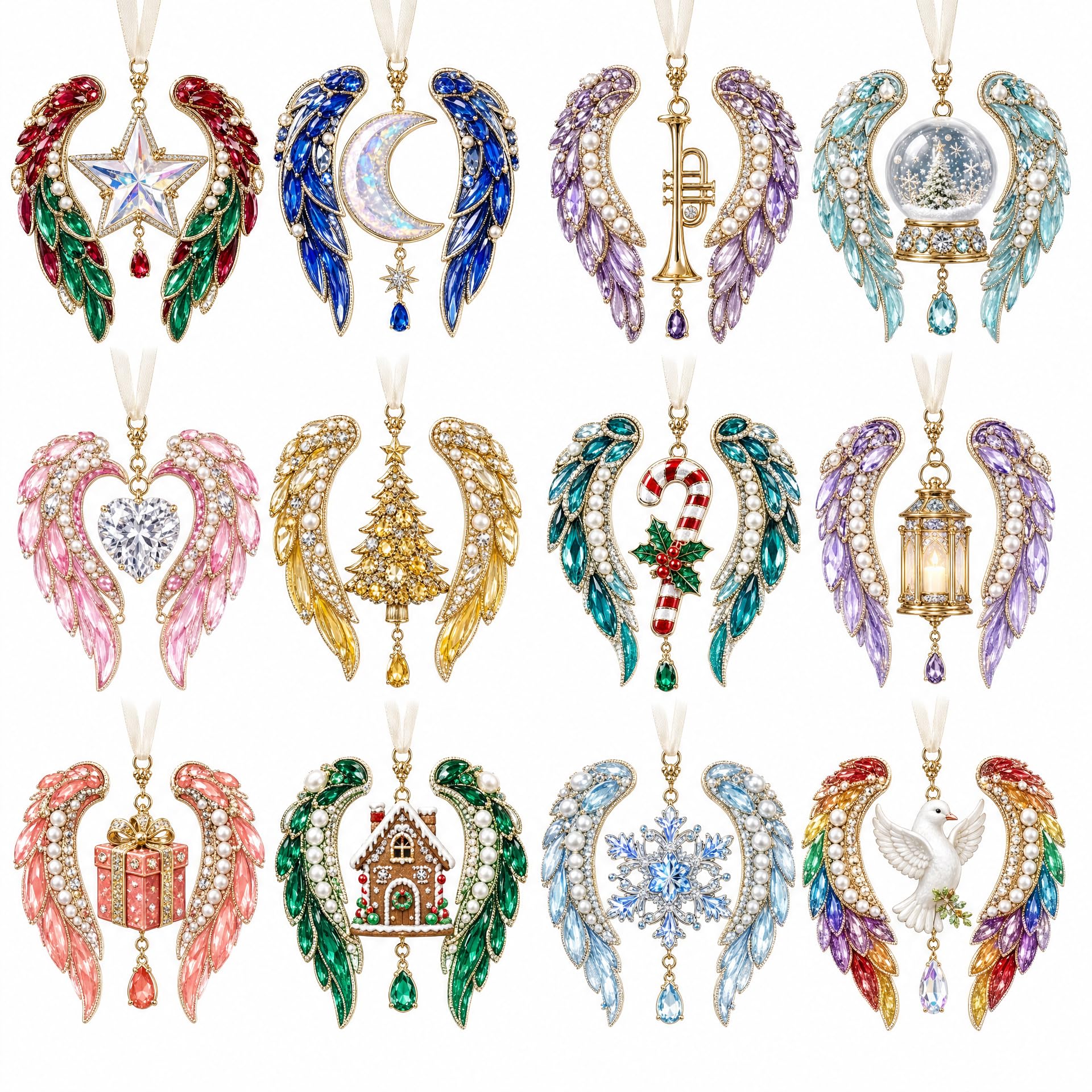 DualBlades 12pcs Diamond Art Christmas Ornaments, DIY Pearl Diamond Art Kits for Adults Hanging Pendant Style Pearl Art Kits for Adults Christmas Decor Craft (Style E) — image 1