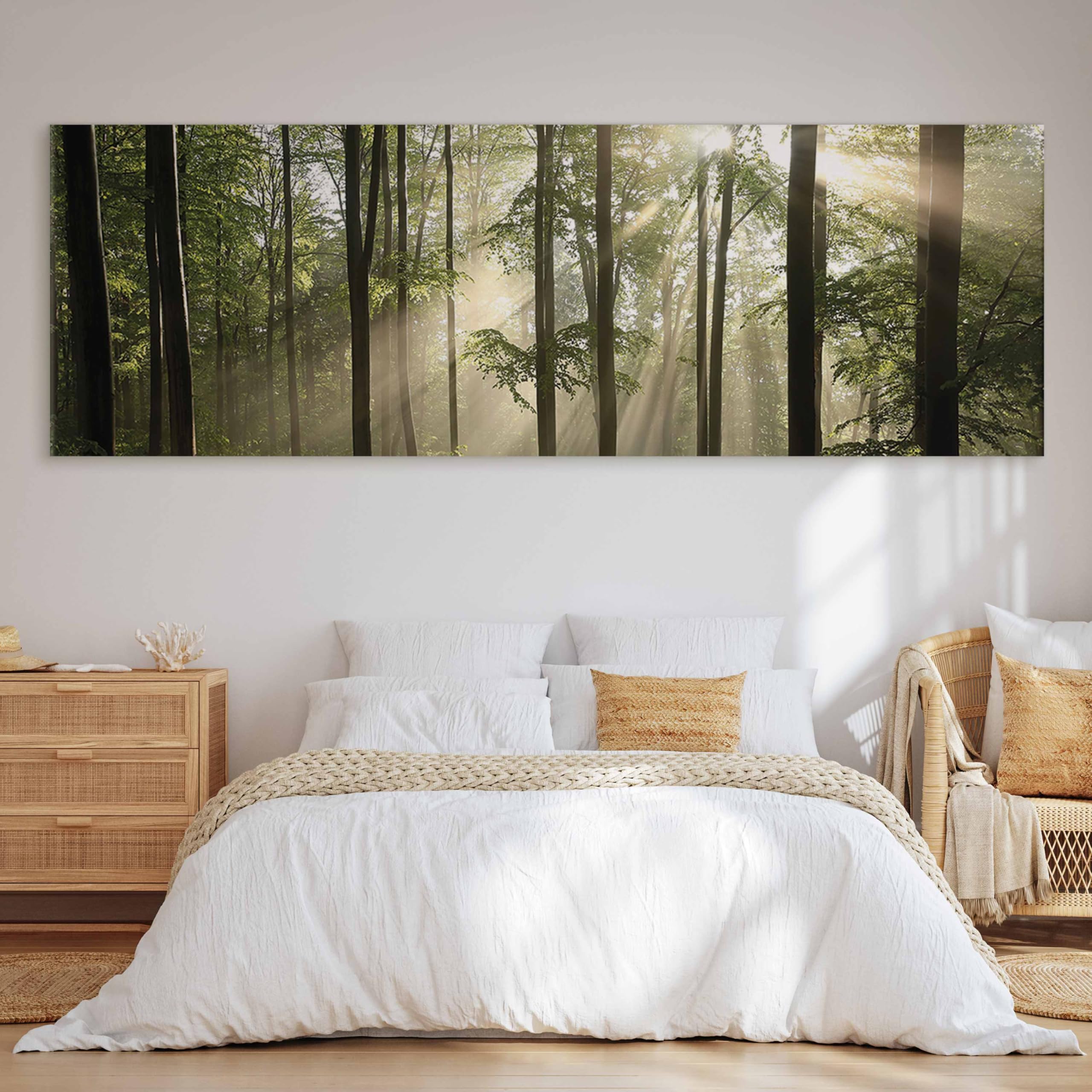 murando - Quadro Mega XXL Foresta Nebbia Luce 260x87 cm 1 Pezzo - Quadri Moderni Grandi Dimensioni Soggiorno - Stampa su Tela per un Facile Montaggio Fai Da Te Grande - Idea Regalo b-B-10454-ak-a