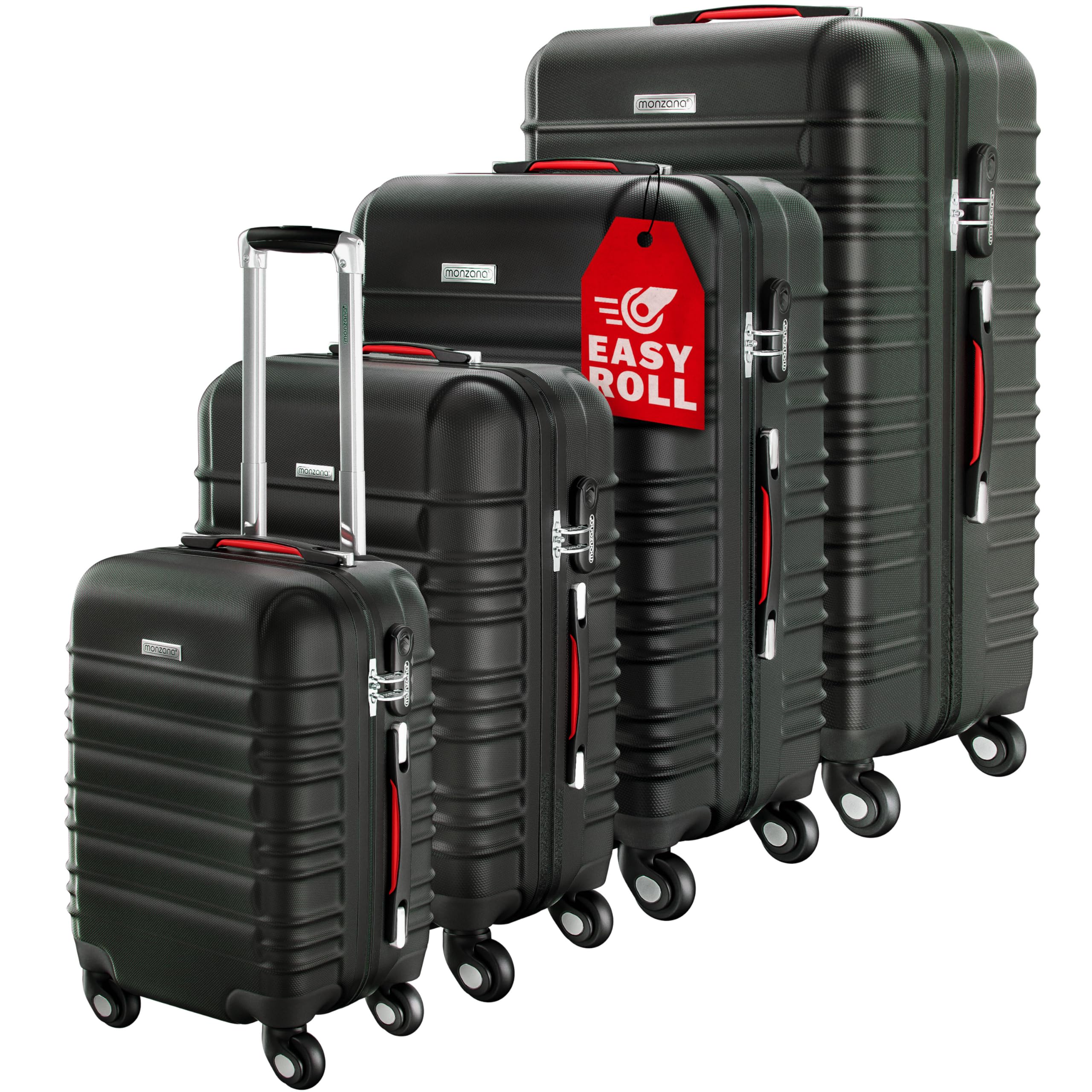 AREBOS Set de 4 valises de voyage Valises rigides Set valises SML-XL Argent