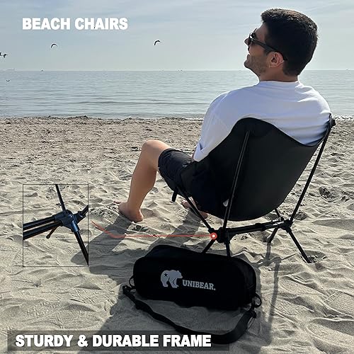 Miniatura 4 de UNIBEAR Silla de camping portátil con soporte para tazas, capacidad de 330 libras, silla plegable ligera, ideal para senderismo, playa, pesca, silla