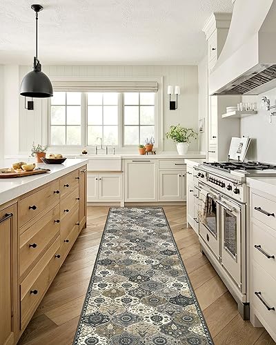 Miniatura 4 de Lahome Alfombra marroquí lavable antideslizante, alfombra de 2 x 10 pulgadas para pasillo, alfombras vintage ultradelgadas largas de 2 x 10 pulgadas