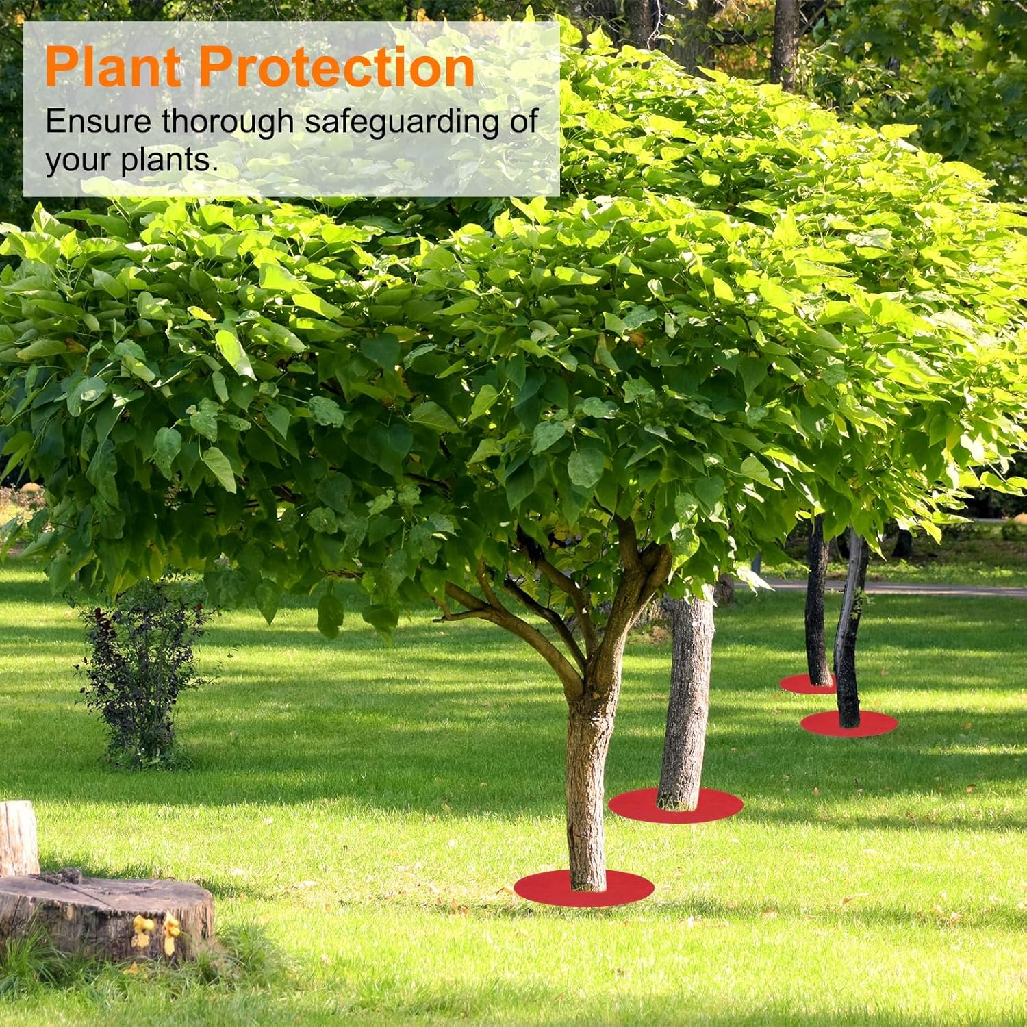 HARFINGTON 6pcs Tree Mulch Ring 32.3 Inch Non-Woven Round Tree Protector Weed Barrier Mat Plant Cover Rings for Weed Grass Control Root Protection, Red