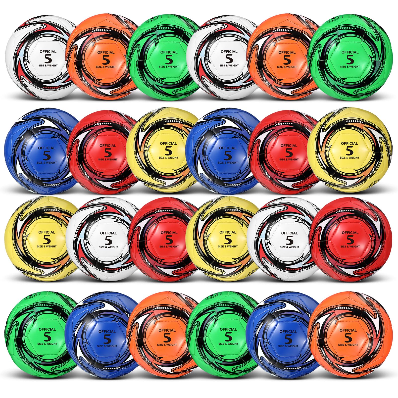 Glimin 24 Pcs Soccer Ball Bulk with Pump and Carry Bag Soccer Training Ball Practice for Sport Indoor Outdoor Game Gifts(Size 5)