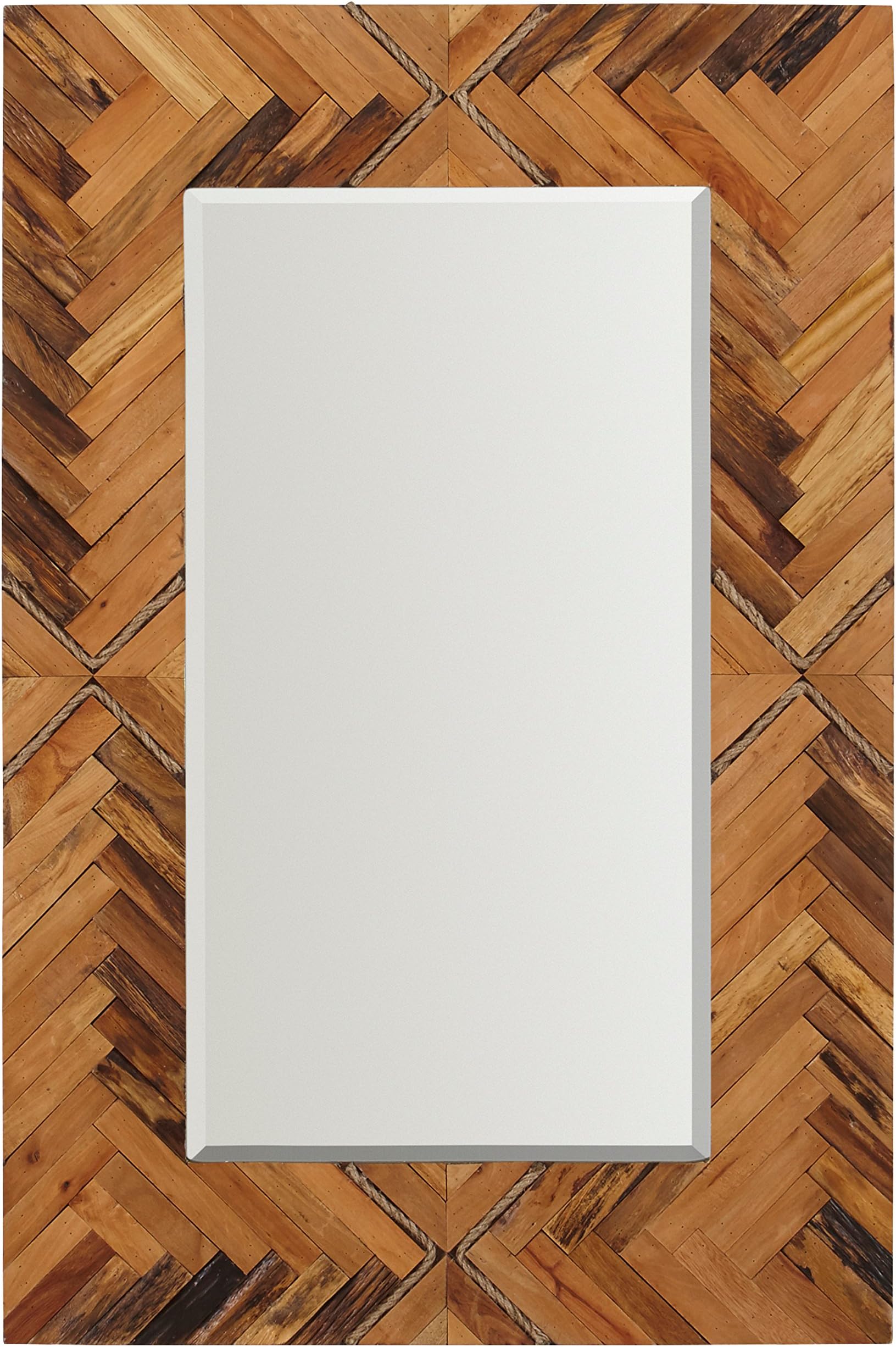 Amazon Brand โ Stone & Beam Rustic Wood and Rope Geo Mirror, 36" H, Natural