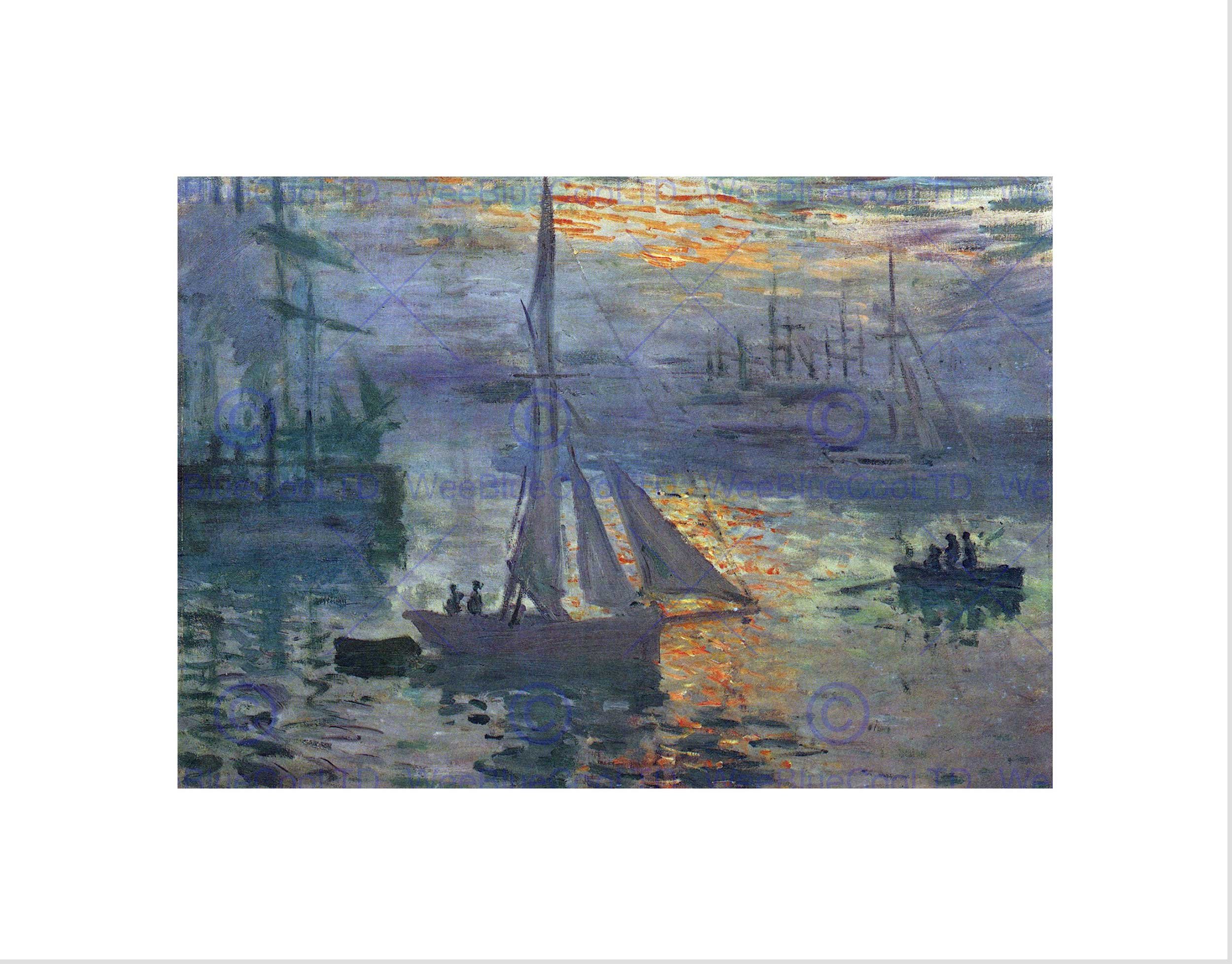 Wee Blue Coo Claude Monet Sunrise At Sea Old Master Picture Wall Art Print