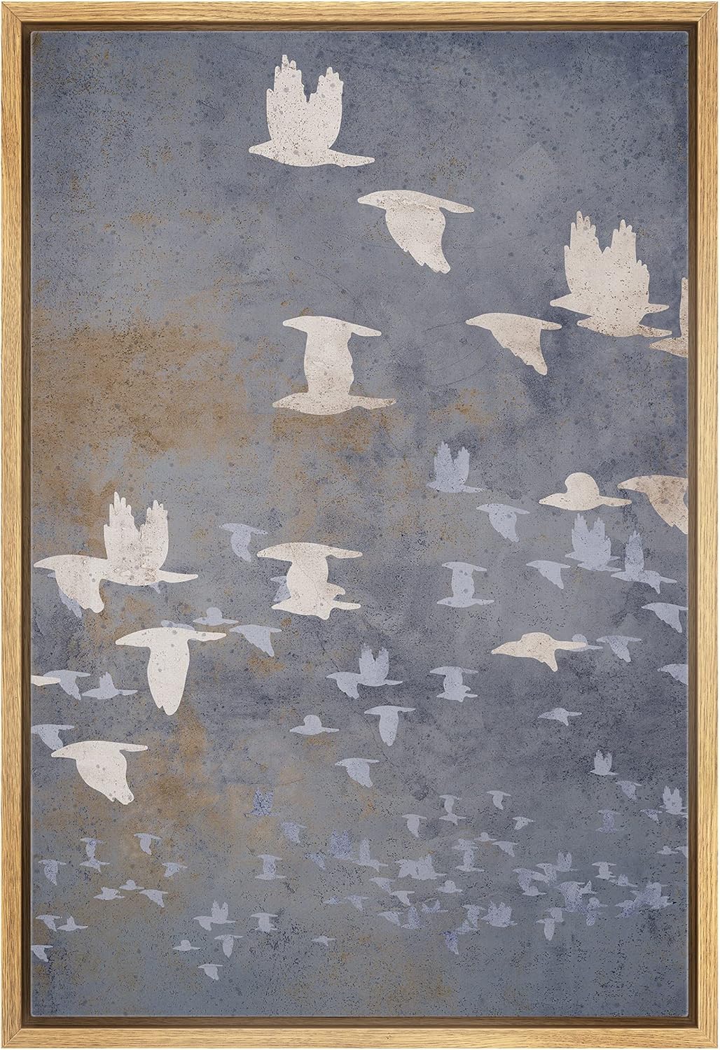 NWT Framed Canvas Print Wall Art Pastel Flying Bird Collage Nature Wilderness Illustrations Modern Art Decorative Landscape Rustic Zen Colorful for Living Room, Bedroom, Office - 24"x36" Natural