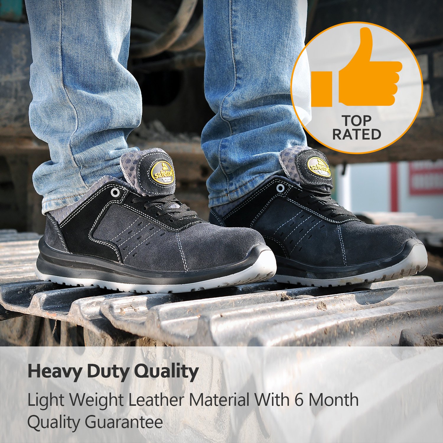 SAFETOE Zapatos de Seguridad Ultra-Ligeros para Hombres 7331 Zapatillas Trabaja con Tus pies Bien protegidos Gris