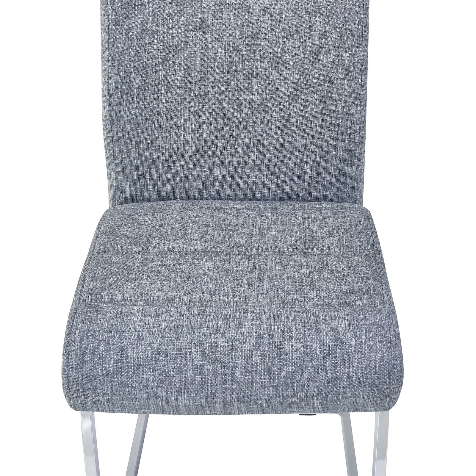 IDIMEX Lot de 4 chaises de Salle à Manger Leticia piètement en métal chromé et revêtement en Tissu Gris
