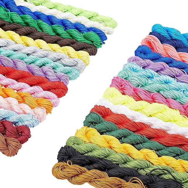 PandaHall 31 Colors 1mm Nylon Macrame Thread Beading String Cord Knotting Cord for Hair Braiding, Chinese Knot, Friendship Bracelet Making, 850 Yard Totally