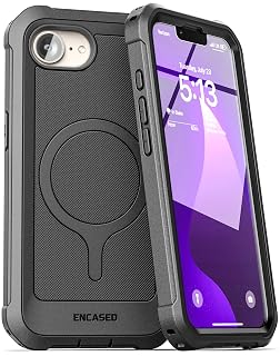 ENCASED for iPhone 16e, iPhone 17e Case with Built-in Screen Protector, Compatible with MagSafe - Military Grade Protection with 360 Rugged Full-Body Coverage (Black) - Amazon product rated Grade A