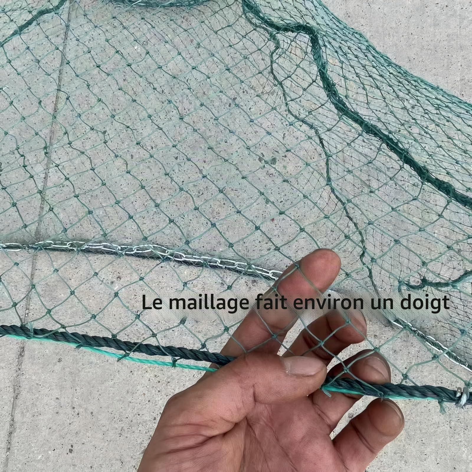 Petit filet de pêche en maille - Cage de pêche avec chaîne en fer - Flotteurs - Piège pliable pour bloquer les poissons de rivière, port réseau - Largeur 3/6/8/10 m - Cage pour crevettes