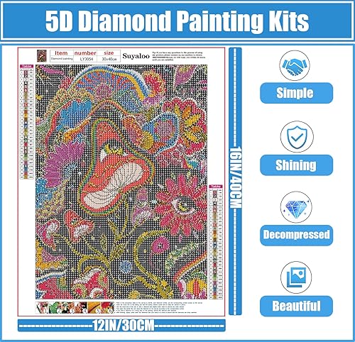 Miniatura 3 de Suyaloo Kits de pintura de diamantes de hongo para adultos kits de arte de diamantes 5D para adultos niños y principiantes pinturas de taladro
