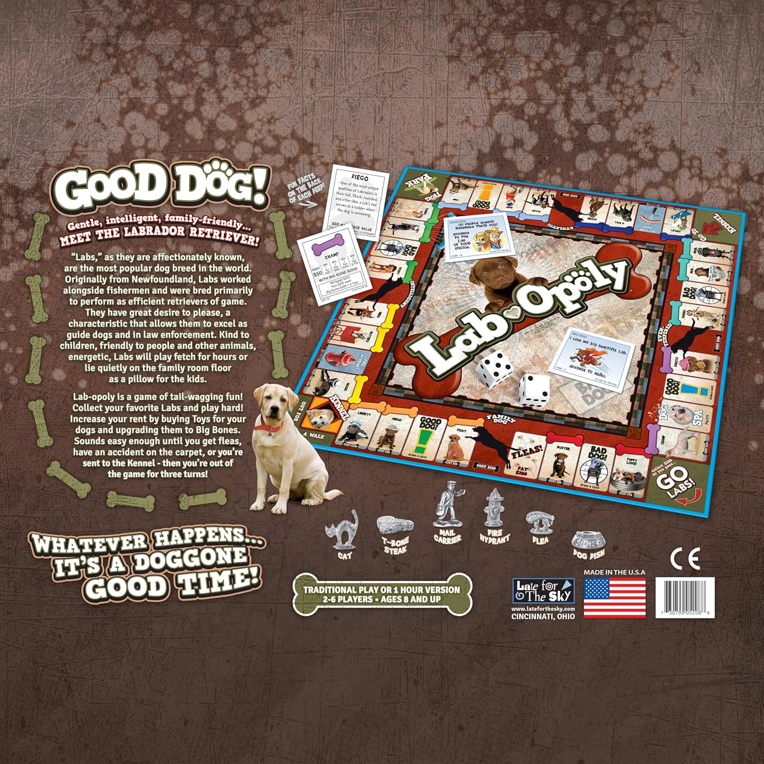 Late for the Sky Lab-Opoly Board Game for Dog Lovers, Labrador Retriever Family Game, 2–6 Players, Ages 8+, Opoly-Style Strategy for Party