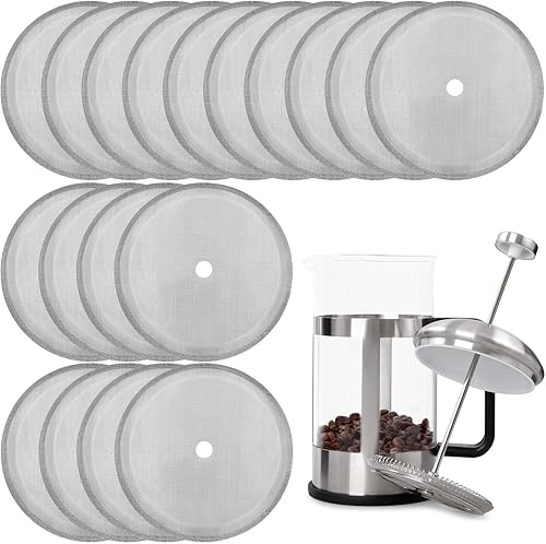 Boao 18 paquetes de filtros de prensa francesa de repuesto para cafetería de malla para café francés, de acero inoxidable de 4 pulgadas,