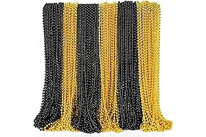 Chic and Charming New Year Party Favors: 100-Piece Gold and Black Bead Necklace Set
