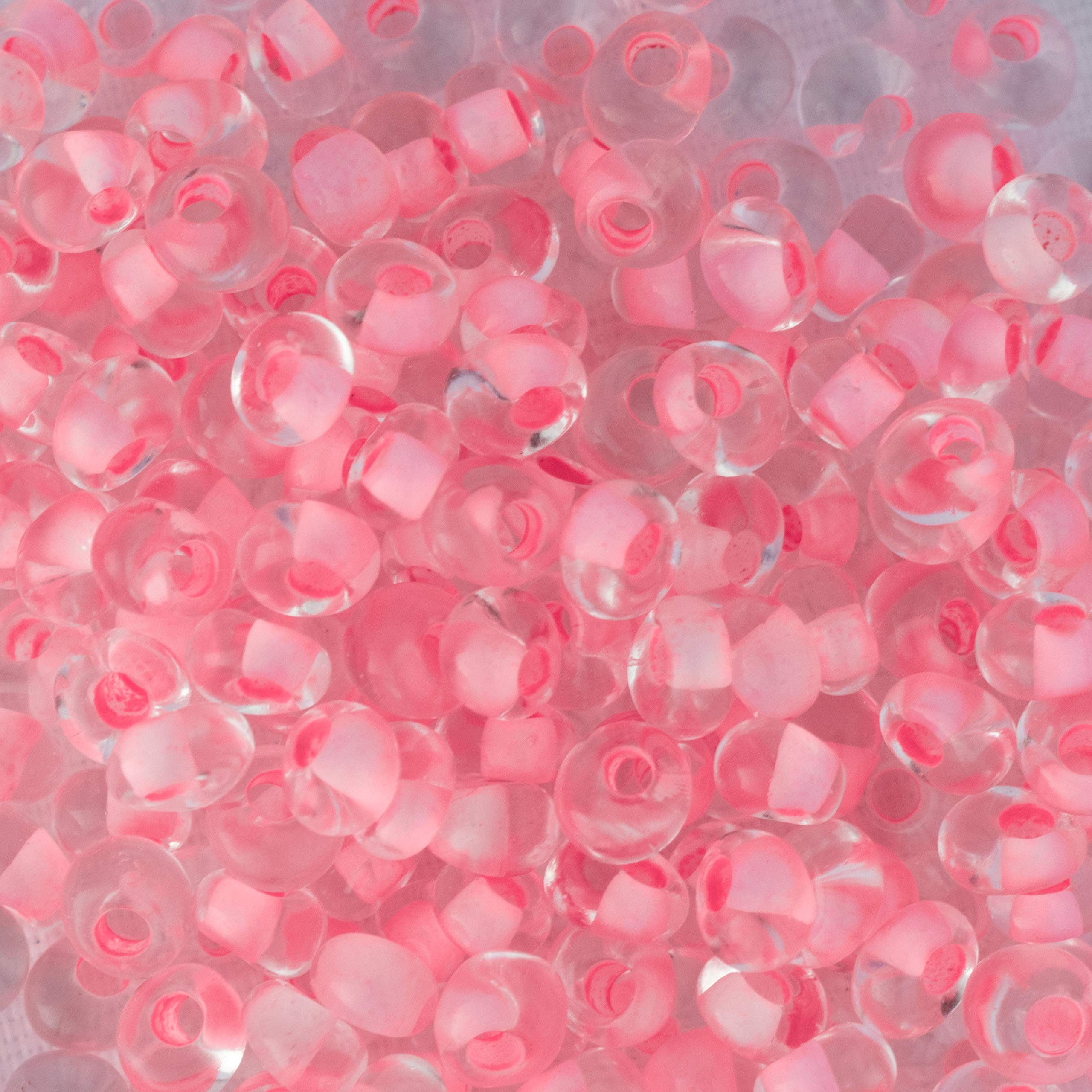 Toho 3mm Magatama Beads, 969 Inside Color Crystal/Neon Carnation Lined Beads 2.5" Tube, Apprx. 8-9 GMS, Imported 3mm Drop Shaped Japanese Beads for Jewelry Making, Beading, Embroidery, Art and Craft