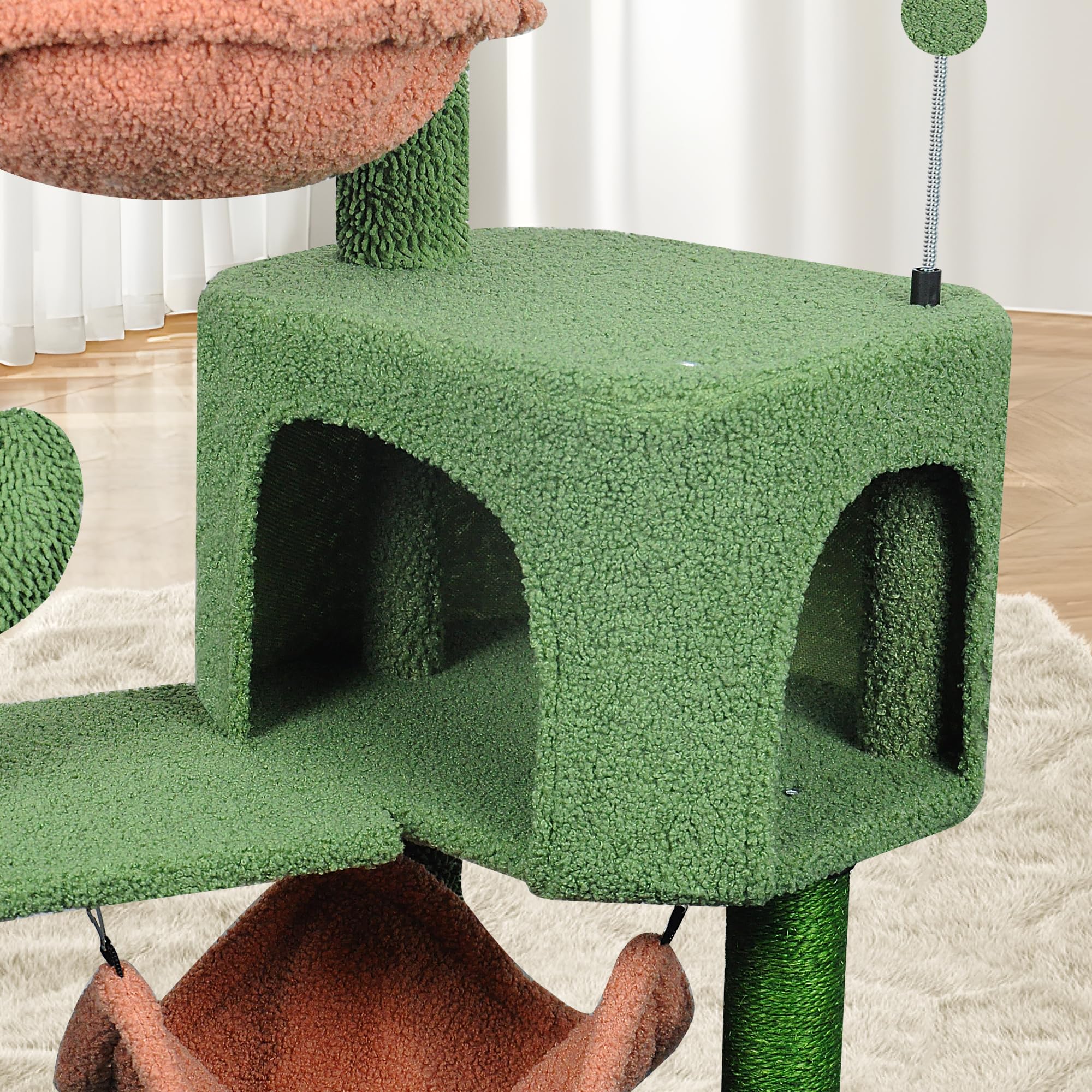 YUNIQUE Albero tiragraffi con tiragraffi e grande amaca, verde