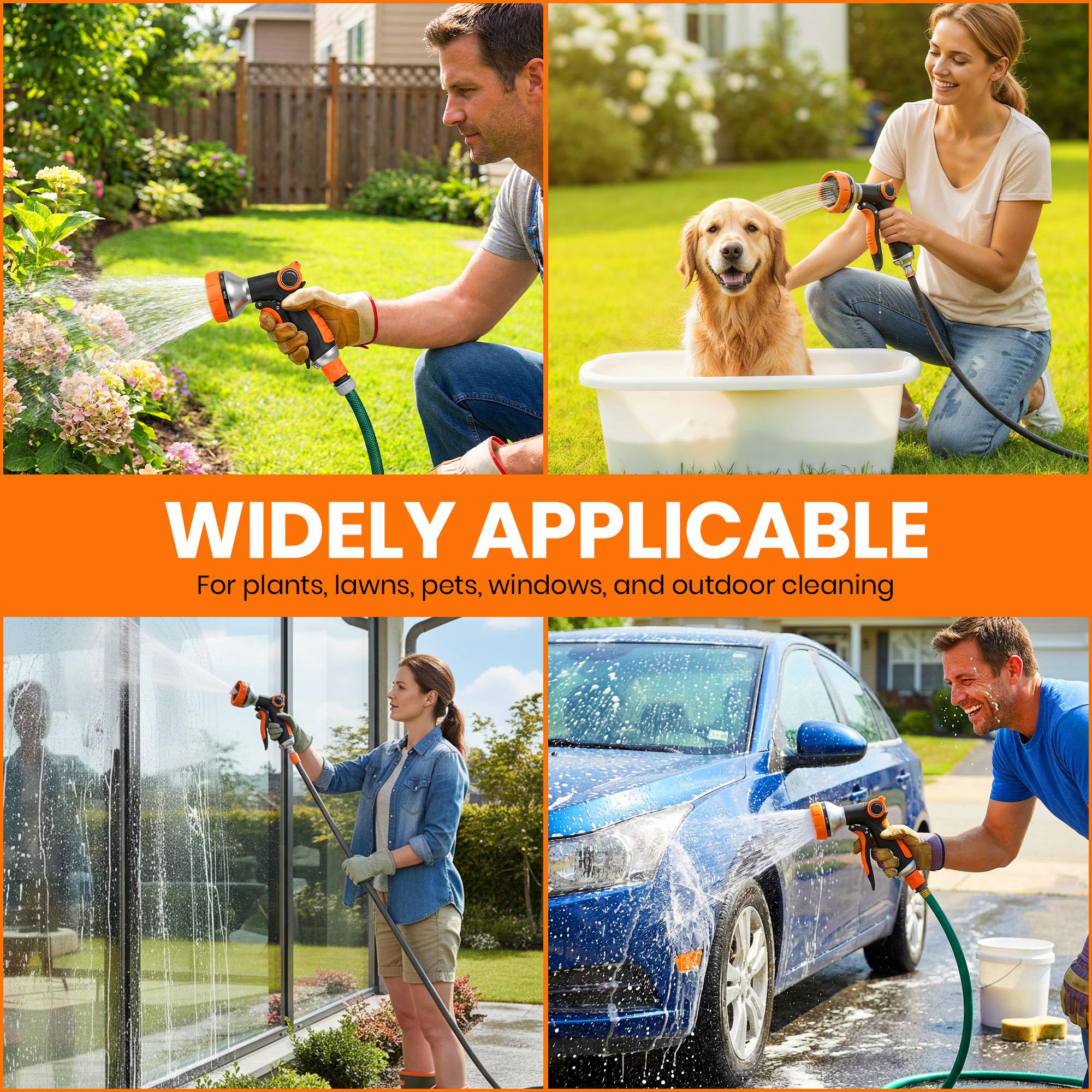 Hose Pipe Spray Gun - Adjustable 8 Patterned Garden Sprayer for Plant Watering or Pet Washing - High Pressure Garden Hose Spray Gun Outdoor Watering Accessories — view 7