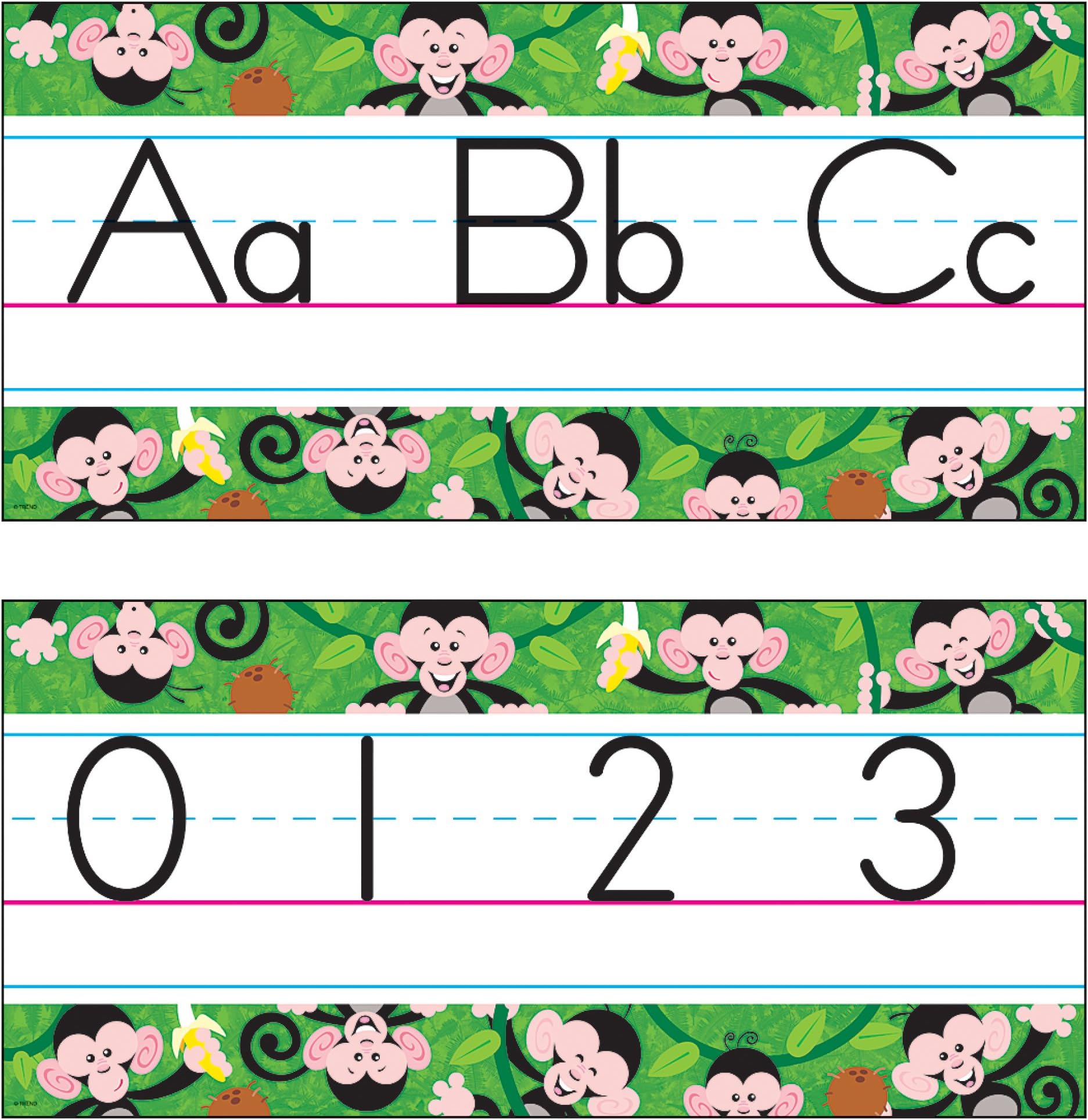 ARGUS Monkey Mischief Jumbo Alphabet Lines Zaner-Bloser Manuscript Bulletin Board Set (T-8224)