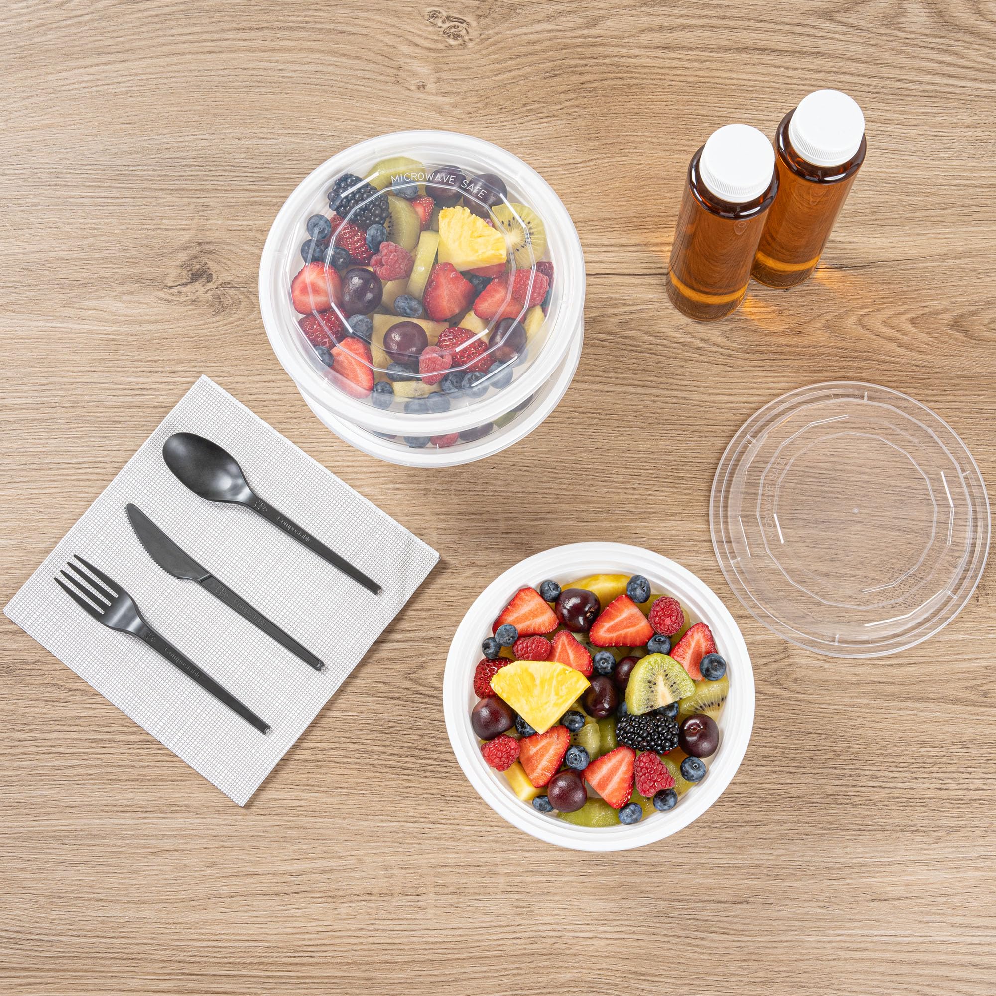 Restaurantware 100 Count Asporto Microwavable Collection Round PP To Go Box with Clear Lid