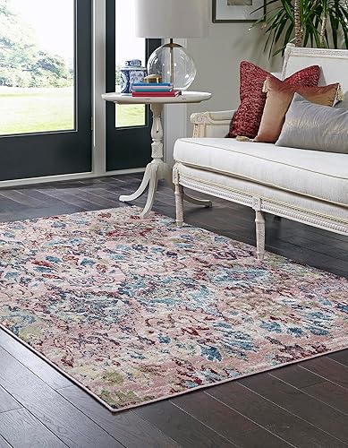 Miniatura 3 de Unique Loom Sumter Collection - Alfombra rectangular (9 x 12 pies, rectangular, color rosa y azul)