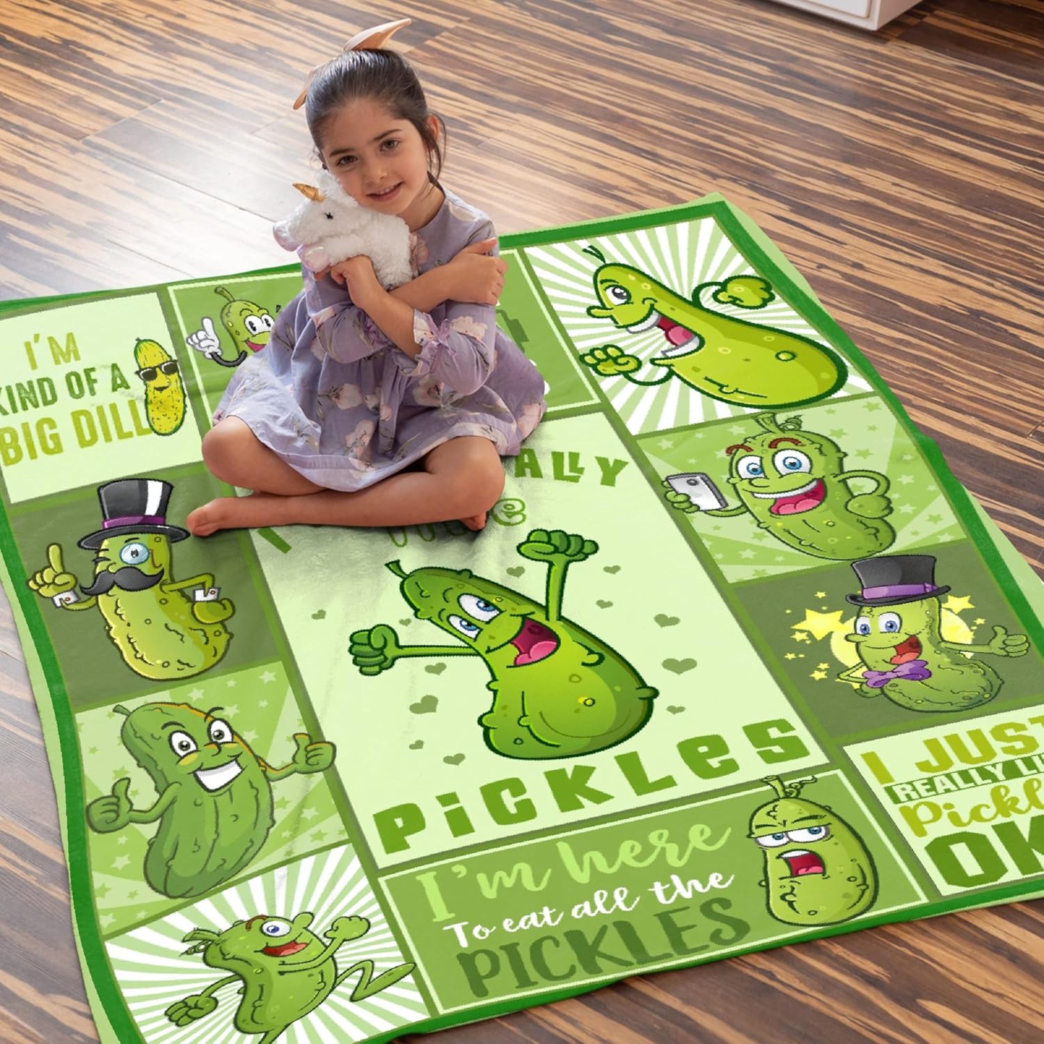 Pickle Blanket for Pickles Lover Funny Pickle Gifts Blanket for Girl Women Adult Teen I Just Really Like Pickles Soft Flannel Blanket for Sofa Bed Camping Travel Home Decor,40"x50"for Kids/Baby - Image 3