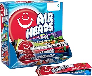 Airheads Candy Bars, Variety Bulk Box, Chewy Full Size Fruit Taffy, Gifts, Holiday, Parties, Concessions, Pantry, Non Melt...