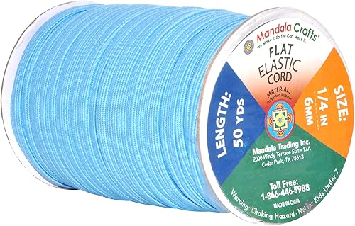 Vista 392 de Mandala Crafts - Rollo de cordón elástico plano para costura y manualidades Beige