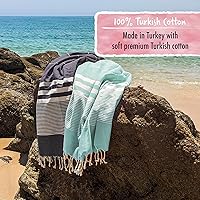 Vista 4 de SUNSPUN LINENS Toalla de playa turca, 39 x 63 pulgadas, extra grande, de algodón de secado rápido, toalla de baño turca de gran tamaño y manta