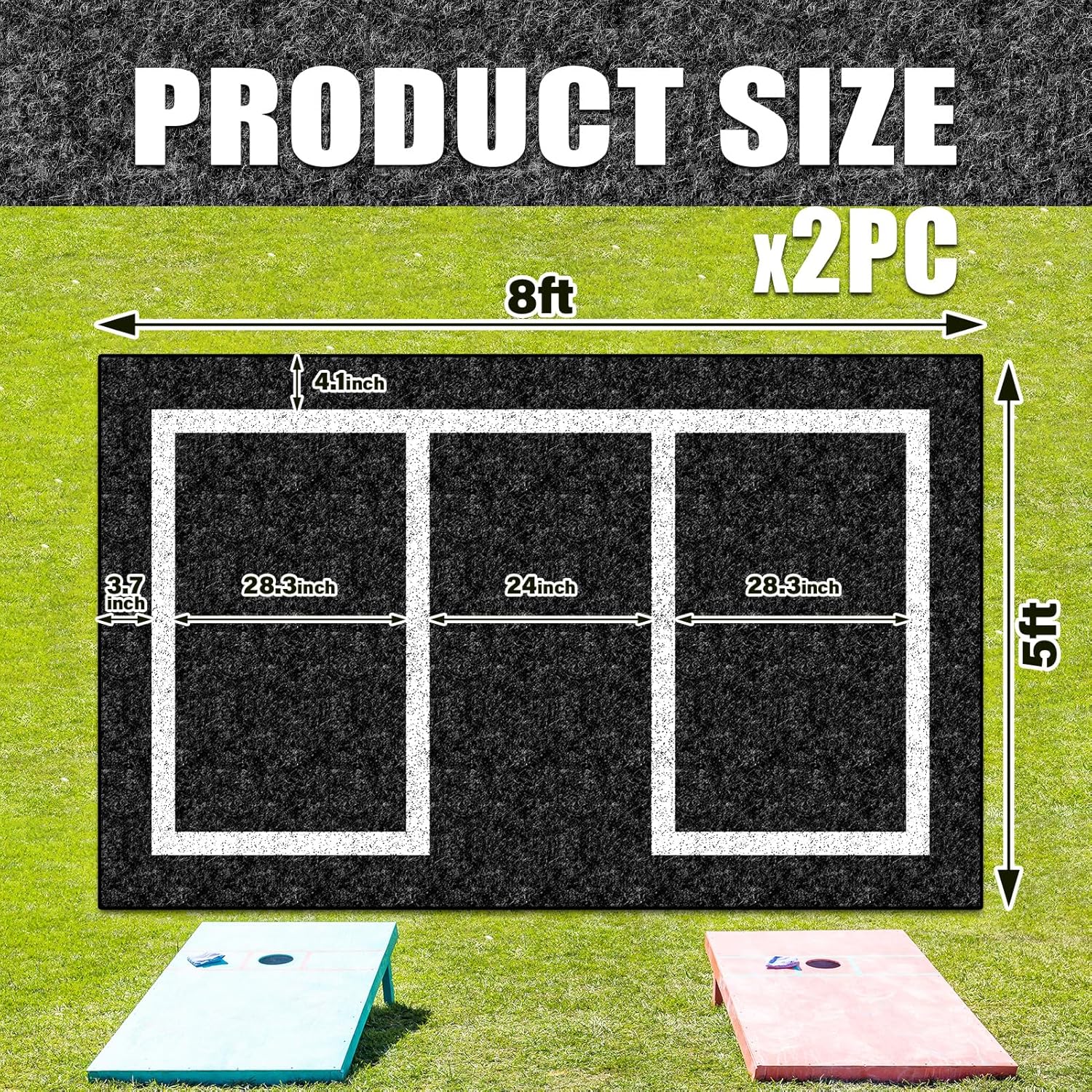 2 Pcs Cornhole Mats 60 x 96 Professional Cornhole Pitch Pads Cornhole Board Pad from Slipping Cornhole Mats for Under The Boards Keep Tossing Bags Clean and Secure Footing