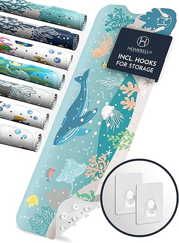 Miniatura 1 de Homerella Tapete de baño para bebé, antimoho, resistente al moho, antideslizante, para niños y adultos, 40 x 16 pulgadas de largo con ventosas para