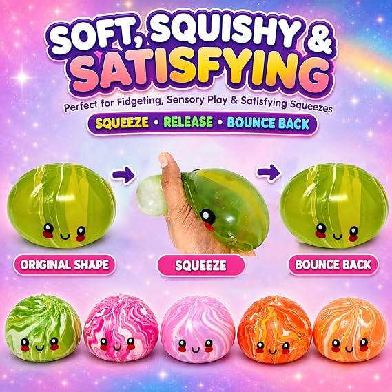 Marble Dumpling Squishy Toy 8.5cm - 1x Random Mystery Surprise Bao Bun Squeeze Toy with Swirl Design, Viral Dumpling with Steamer Box, Fidget Toys for Kids 3+