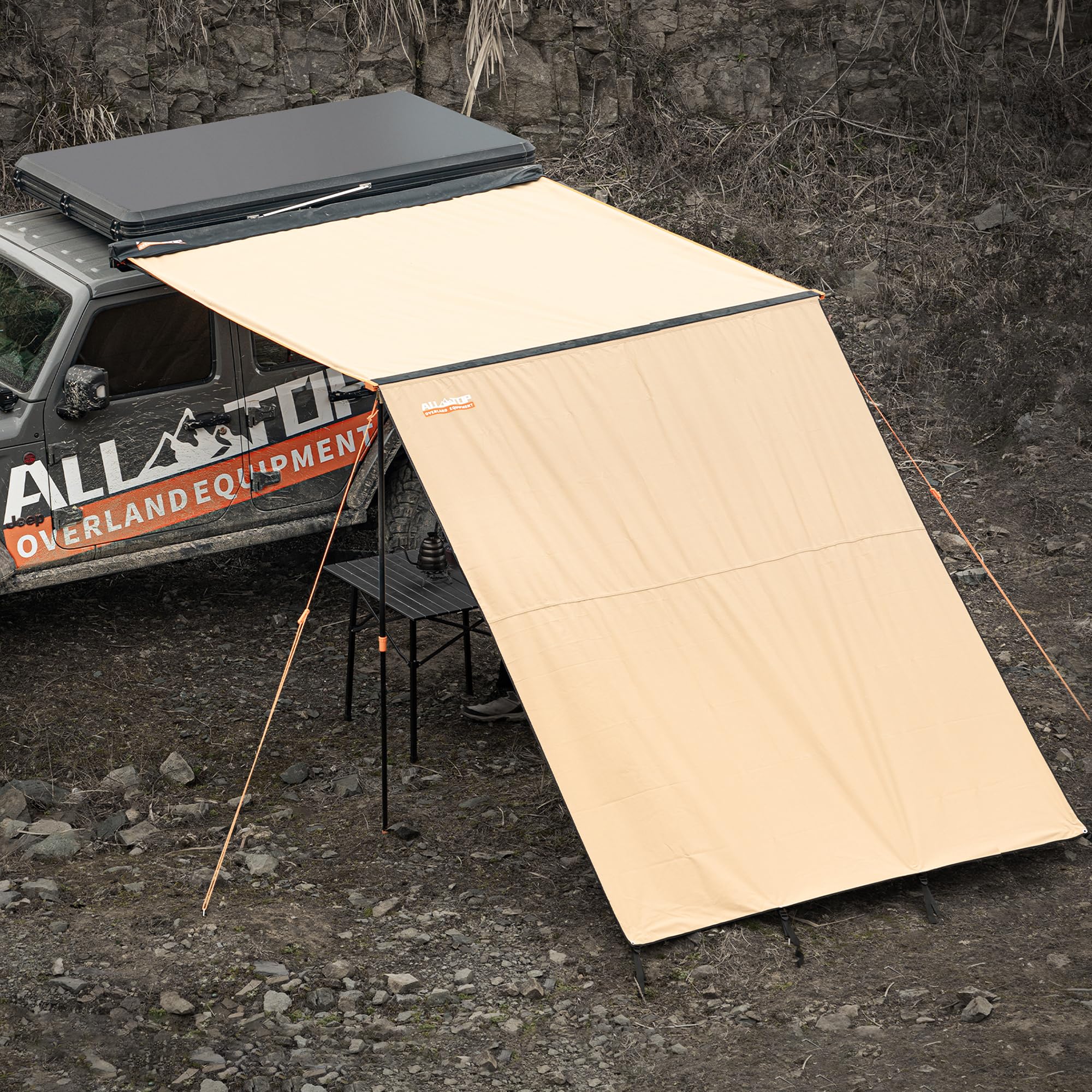 ALL-TOP Awning Wall (Side) 9ft x 9ft PU3000mm Waterproof Windbreak Extension Car Sun Shade UV50+ Extra Sun Shade Privacy Protection