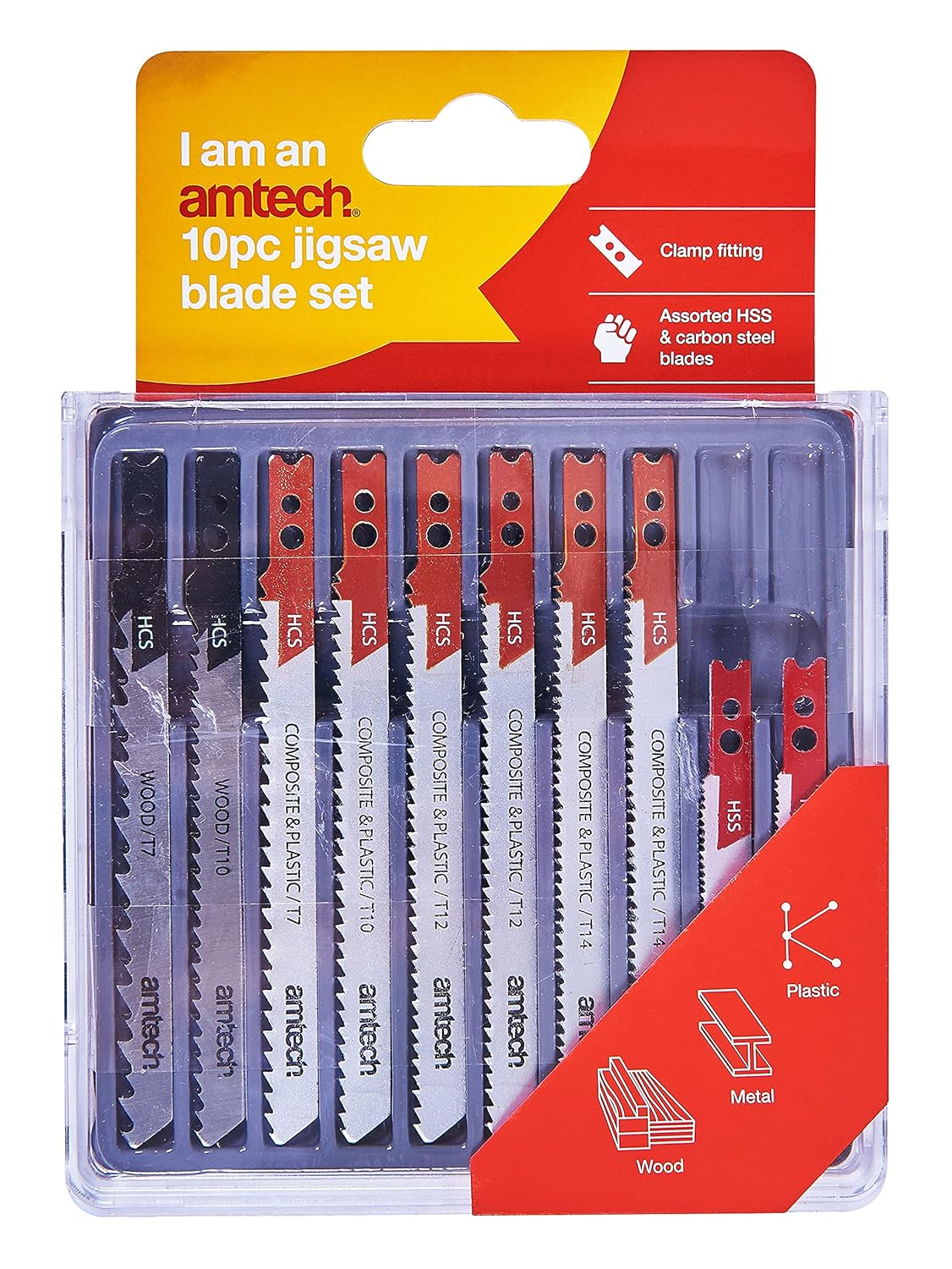 Amtech M1870 10 Piece Mixed Jigsaw Blades with clamp Fitting