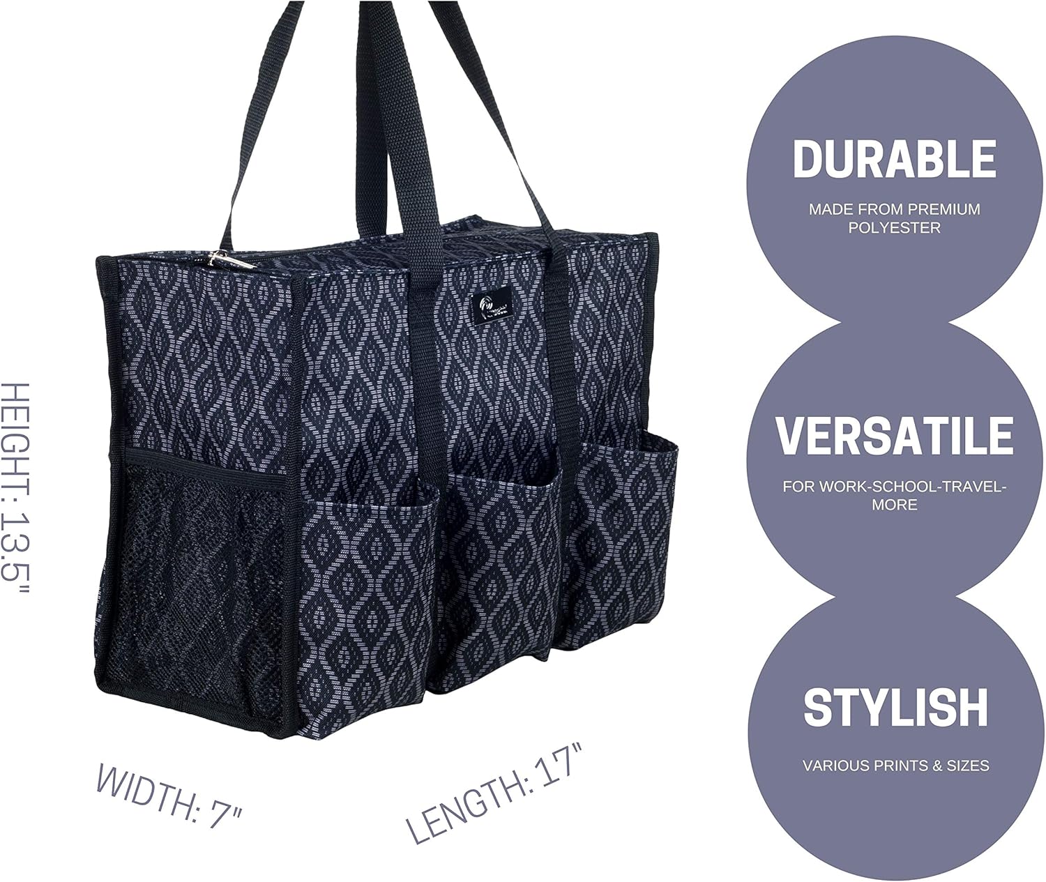 Utility Tote with Pockets & Compartments - Perfect Nurse, Teacher & Work Bag - Image 3