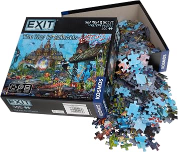 Thames & Kosmos EXIT: The Key to Atlantis Jigsaw Puzzle | Escape Room Game for Adults & Kids | 500-Piece Mystery Puzzle | Strategy Challenge | 1–4 Players | Ages 10+ | Family Game Night Adventure