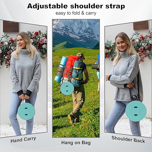 Miniatura 4 de ALEVMOOM Taburete plegable mejorado con cojín, peso máximo de 440 libras, altura ajustable de 17.7 pulgadas, taburete telescópico portátil